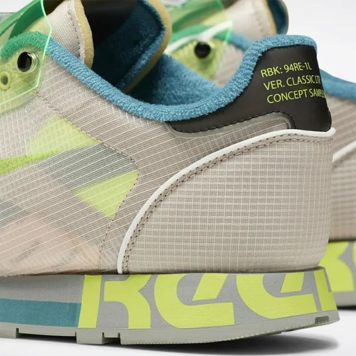 Classic Leather Mens Reebok Classic Leather ATI Shroud Shoes Buff Neon Lime Mineral Mist