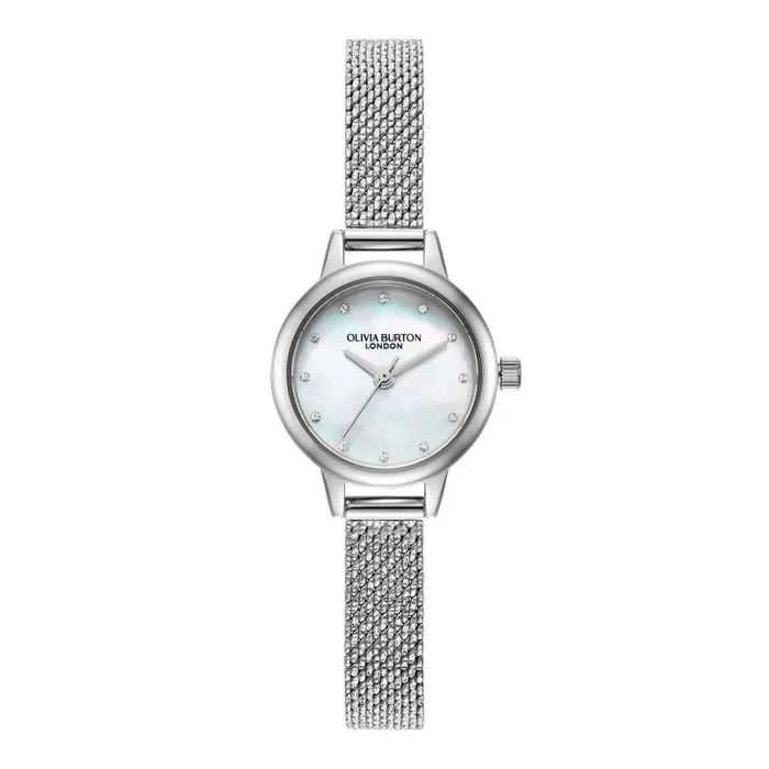 Classic Watches Women Olivia Burton 23mm Mini White and Silver Mesh Watch
