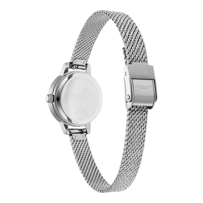Classic Watches Women Olivia Burton 23mm Mini White and Silver Mesh Watch