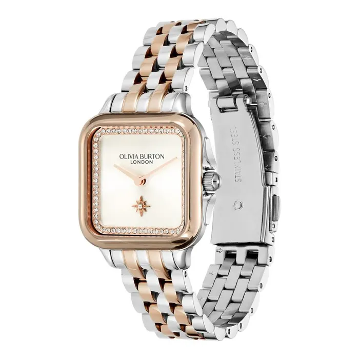Classic Watches Women Olivia Burton 28mm Grosvenor White and Two Tone Bracelet Watch