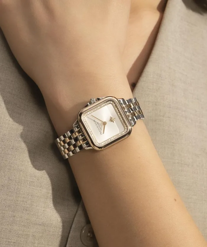 Classic Watches Women Olivia Burton 28mm Grosvenor White and Two Tone Bracelet Watch