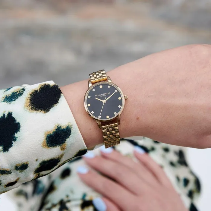 Classic Watches Women Olivia Burton 30mm Black and Gold Bracelet Watch