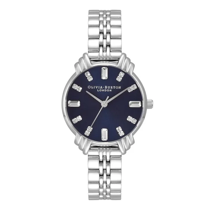 Classic Watches Women Olivia Burton 30mm Blue and Silver Bracelet Watch