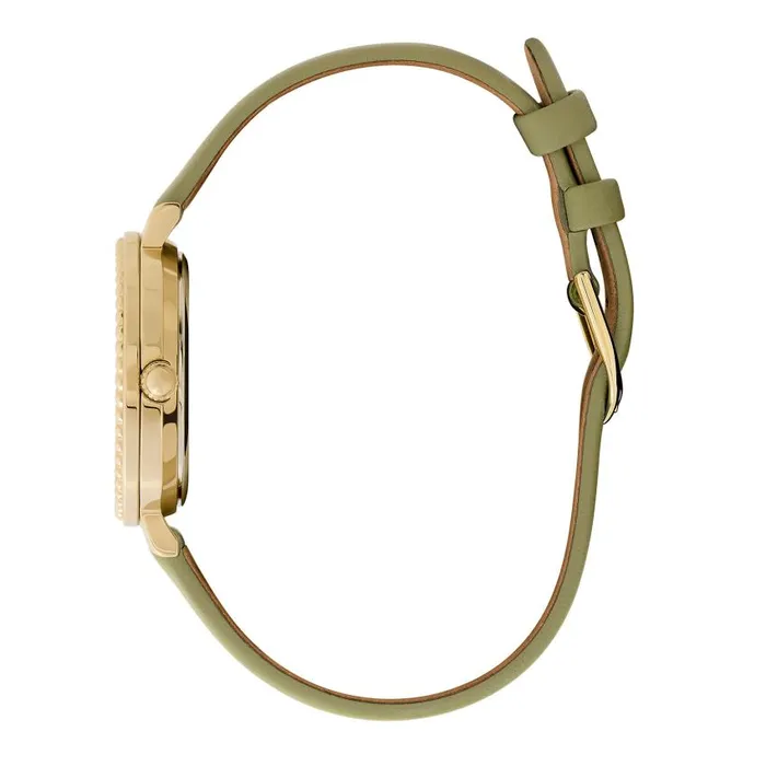 Classic Watches Women Olivia Burton 30mm Vintage Bead Gold and Sage Green Leather Strap Watch