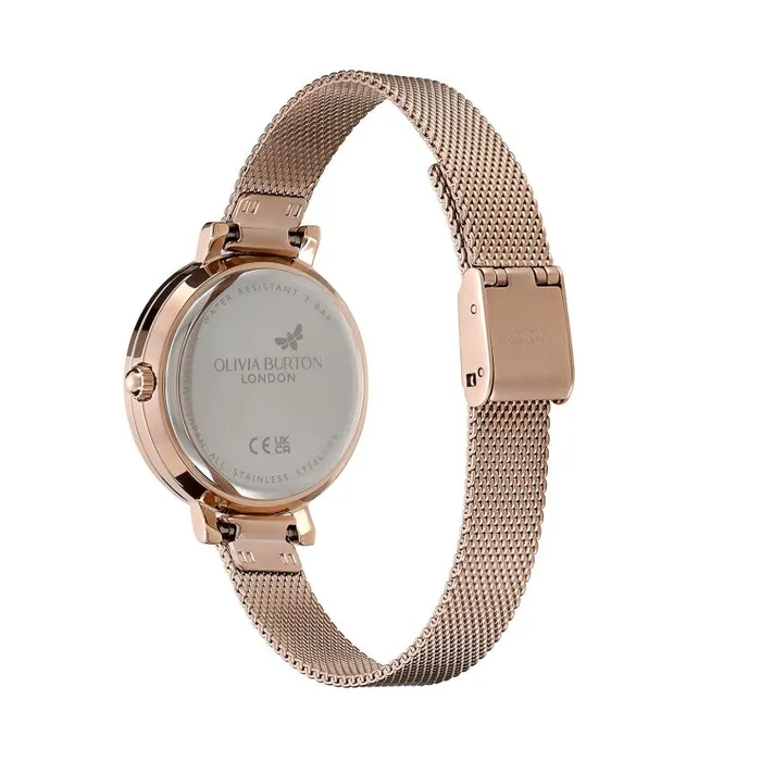 Classic Watches Women Olivia Burton 30mm Vintage Bead Rose Gold Mesh Watch