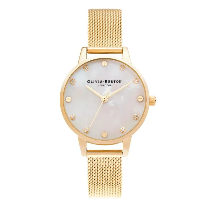 Classic Watches Women Olivia Burton 30mm White and Gold Mesh Watch