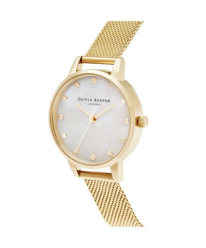 Classic Watches Women Olivia Burton 30mm White and Gold Mesh Watch