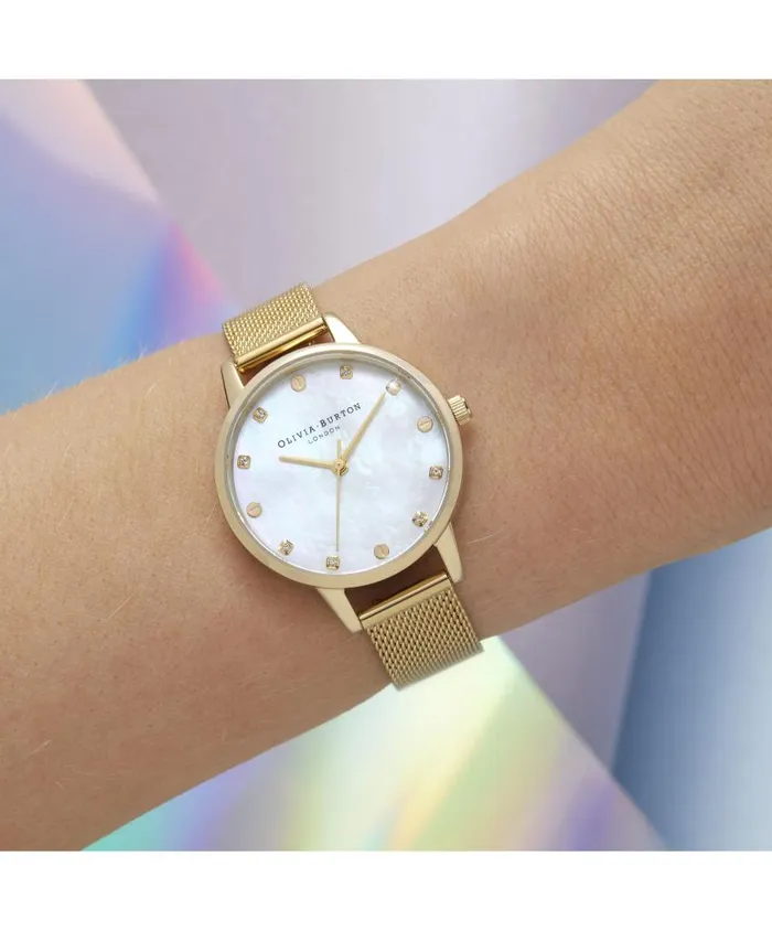 Classic Watches Women Olivia Burton 30mm White and Gold Mesh Watch