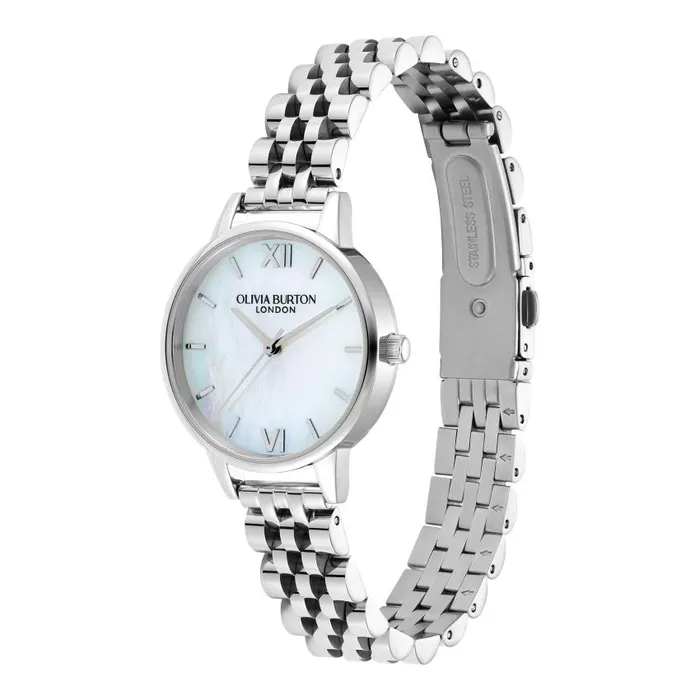 Classic Watches Women Olivia Burton 30mm White and Silver Bracelet Watch