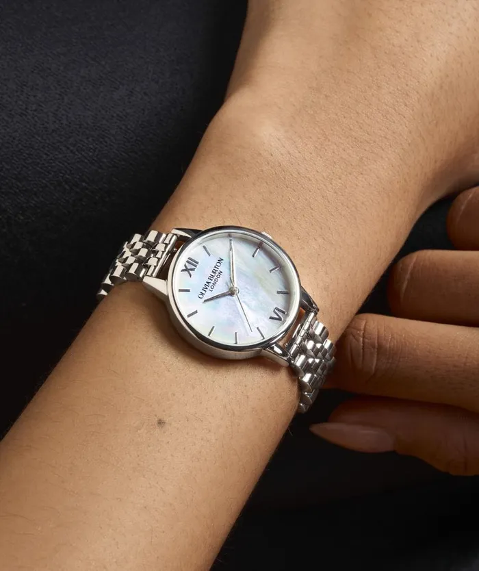 Classic Watches Women Olivia Burton 30mm White and Silver Bracelet Watch