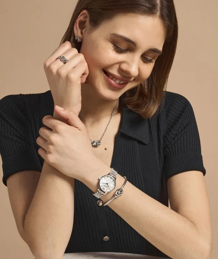 Classic Watches Women Olivia Burton 30mm White and Silver Bracelet Watch