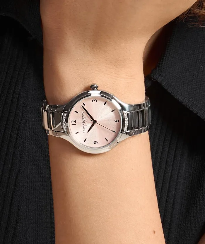 Classic Watches Women Olivia Burton 34mm Lea Light Blush and Silver Bracelet Watch