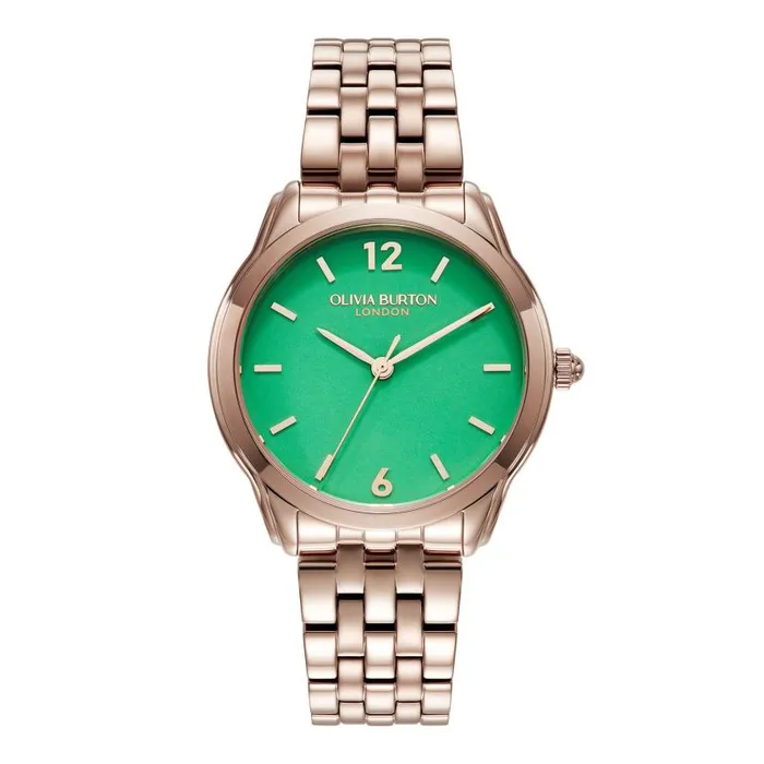 Classic Watches Women Olivia Burton 36mm Starlight Color Kelly Green and Rose Gold Bracelet Watch Classic Watches Women Olivia Burton 36mm Starlight Color Kelly Green and Rose Gold Bracelet Watch