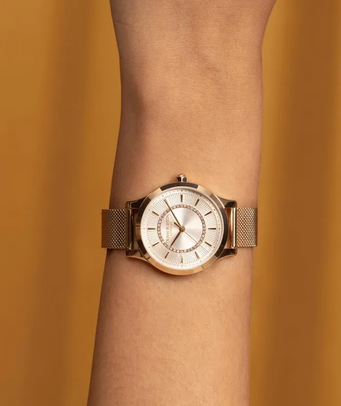 Classic Watches Women Olivia Burton 36mm Wonderlust White and Rose Gold Mesh Watch