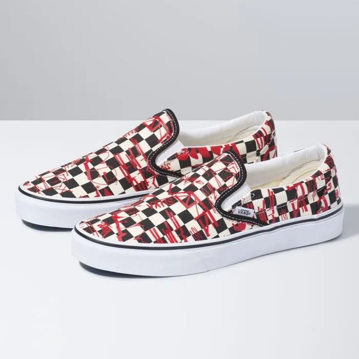 Classics Shoes MenWomen Vans Crew Classic SlipOn Checkerboardred