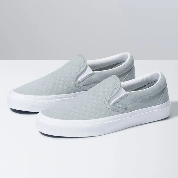 Classics Shoes MenWomen Vans Emboss Mini Check Classic SlipOn Mirage Graytrue White Classics Shoes MenWomen Vans Emboss Mini Check Classic SlipOn Mirage Graytrue White
