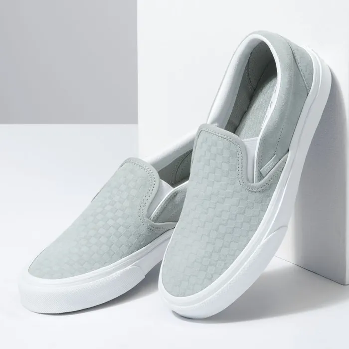 Classics Shoes MenWomen Vans Emboss Mini Check Classic SlipOn Mirage Graytrue White Classics Shoes MenWomen Vans Emboss Mini Check Classic SlipOn Mirage Graytrue White