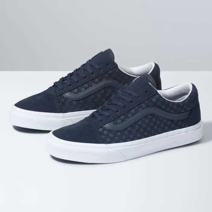 Classics Shoes MenWomen Vans Emboss Mini Check Old Skool India Inktrue White