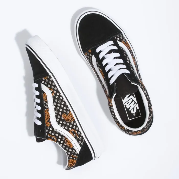 Classics Shoes MenWomen Vans Tiger Floral Old Skool Blacktrue White Classics Shoes MenWomen Vans Tiger Floral Old Skool Blacktrue White