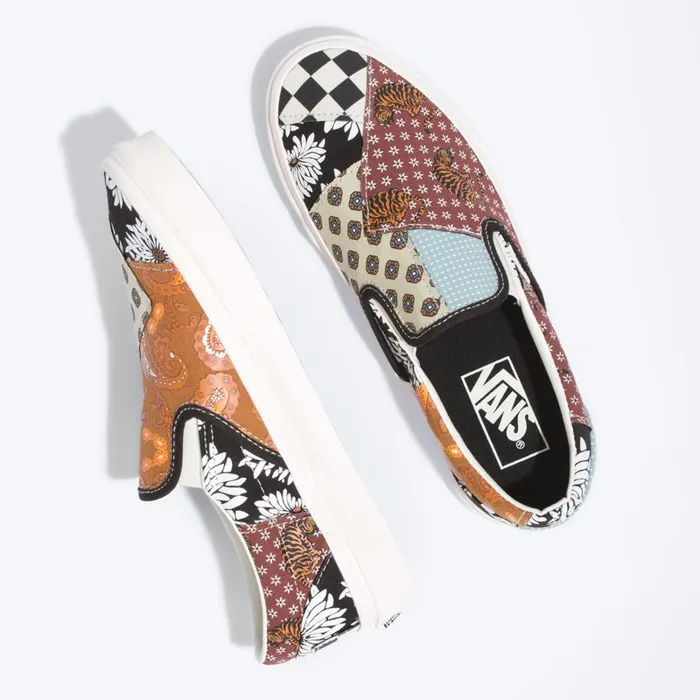 Classics Shoes MenWomen Vans Tiger Patchwork Classic SlipOn Blacktrue White Classics Shoes MenWomen Vans Tiger Patchwork Classic SlipOn Blacktrue White