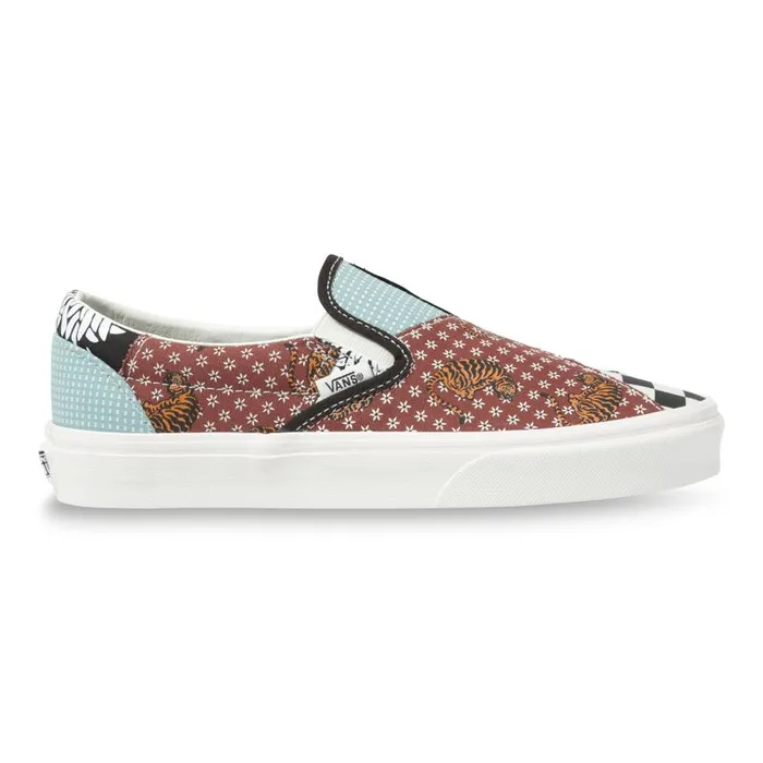 Classics Shoes MenWomen Vans Tiger Patchwork Classic SlipOn Blacktrue White Classics Shoes MenWomen Vans Tiger Patchwork Classic SlipOn Blacktrue White