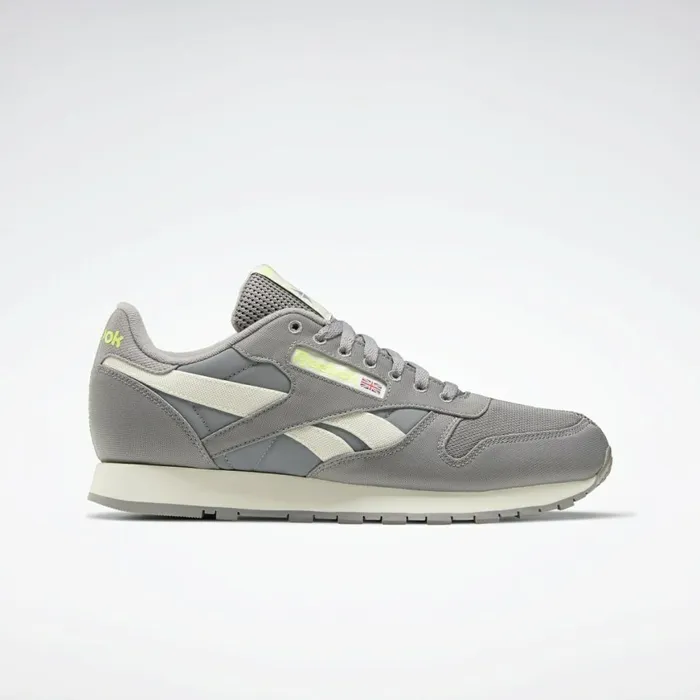 Classics Shoes MensWomens Reebok Classic Leather Shoes Grey Classic White Yellow Flare Classics Shoes MensWomens Reebok Classic Leather Shoes Grey Classic White Yellow Flare