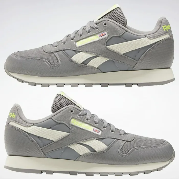 Classics Shoes MensWomens Reebok Classic Leather Shoes Grey Classic White Yellow Flare