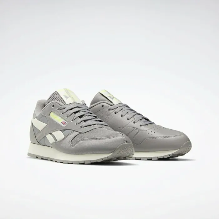 Classics Shoes MensWomens Reebok Classic Leather Shoes Grey Classic White Yellow Flare