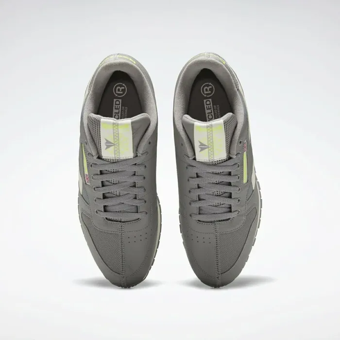 Classics Shoes MensWomens Reebok Classic Leather Shoes Grey Classic White Yellow Flare