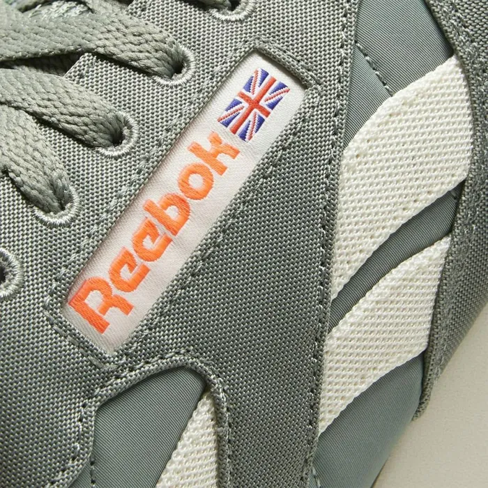 Classics Shoes MensWomens Reebok Classic Leather Shoes Harmony Green Classic White Orange Flare