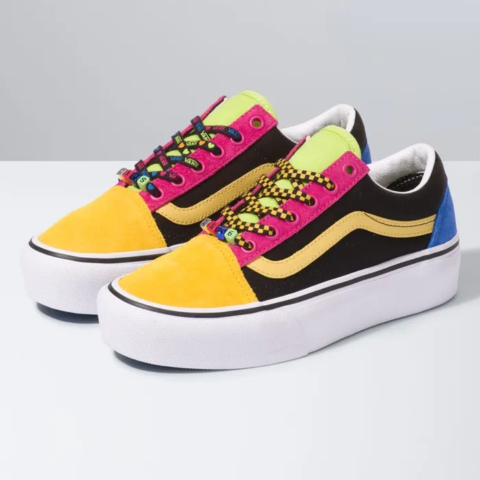 Classics Shoes Women Vans Beads Old Skool Platform Multitrue White