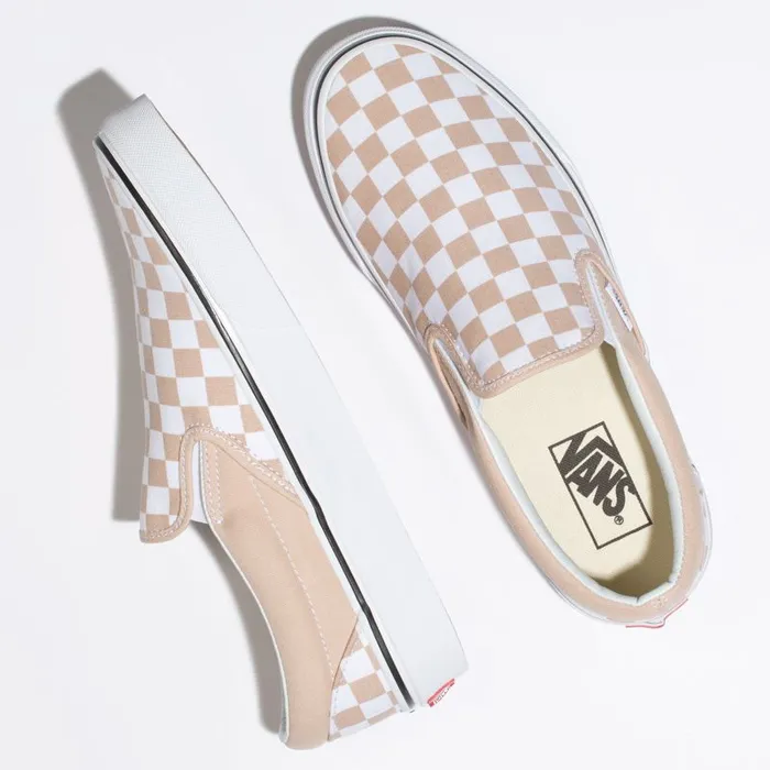 Classics Shoes Women Vans Checkerboard SlipOn Frappetrue White