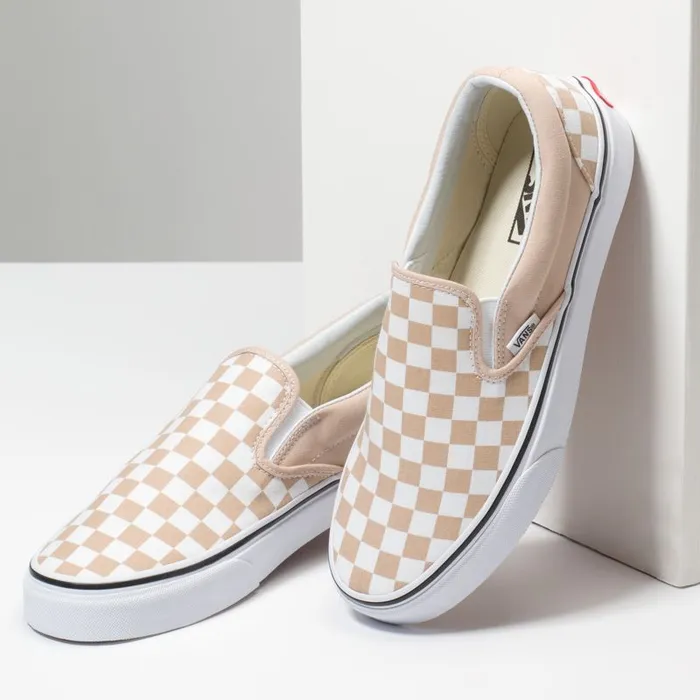 Classics Shoes Women Vans Checkerboard SlipOn Frappetrue White