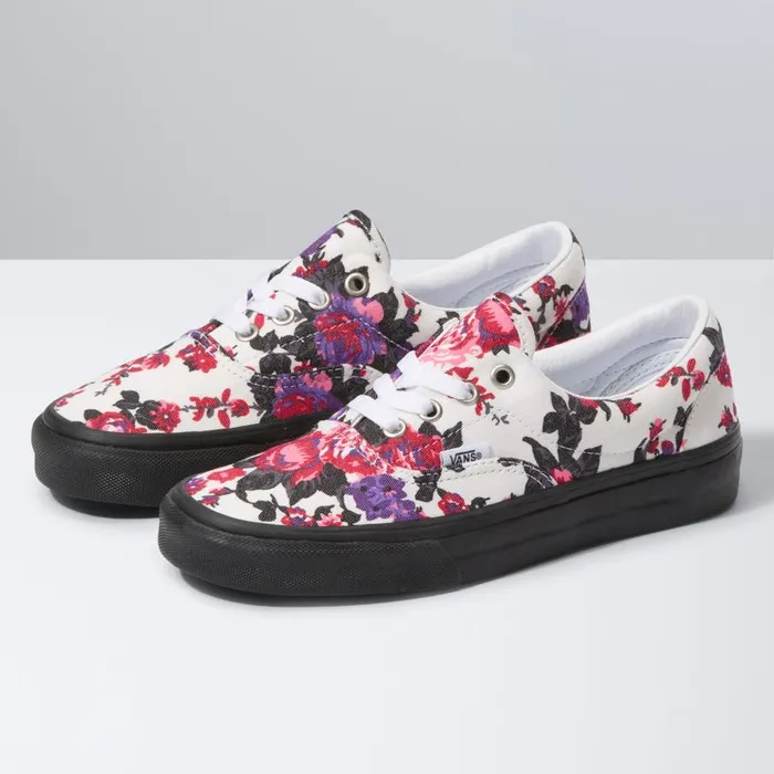 Classics Shoes Women Vans Florals Era Whiteblack