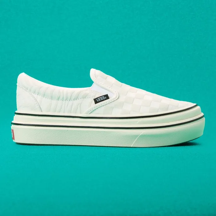 Classics Shoes Women Vans Mixed Media Super ComfyCush SlipOn Antique Whiteblack Classics Shoes Women Vans Mixed Media Super ComfyCush SlipOn Antique Whiteblack