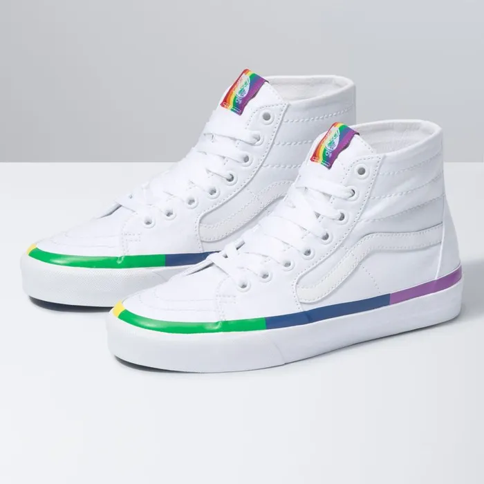 Classics Shoes Women Vans Rainbow Foxing Sk8Hi Tapered True White