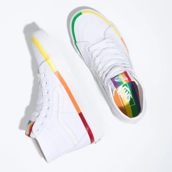 Classics Shoes Women Vans Rainbow Foxing Sk8Hi Tapered True White