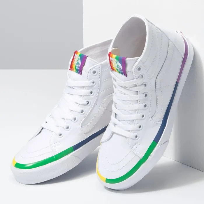 Classics Shoes Women Vans Rainbow Foxing Sk8Hi Tapered True White
