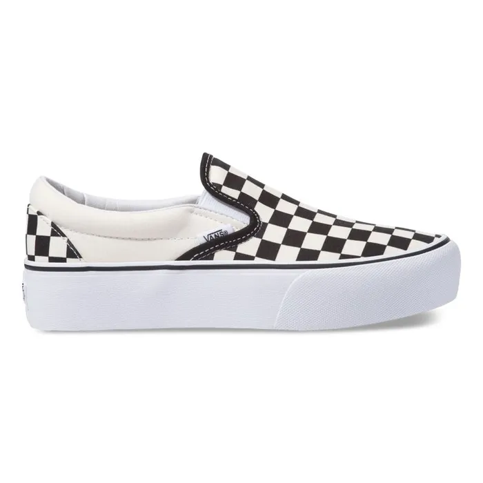 Classics Shoes Women Vans SlipOn Platform Black And White Checkerwhite