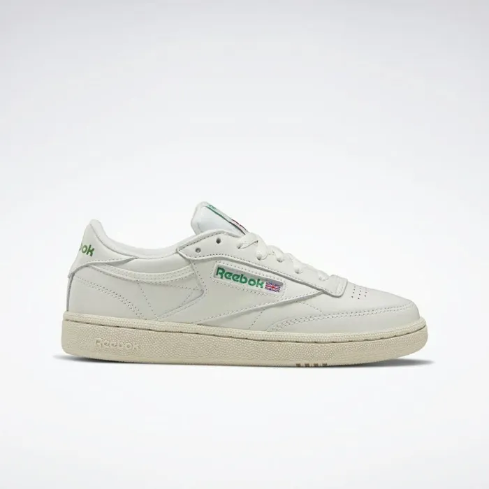 Classics Shoes Womens Reebok Club C 85 Model Vintage Shoes Chalk Glen Green Paper White Excellent Red