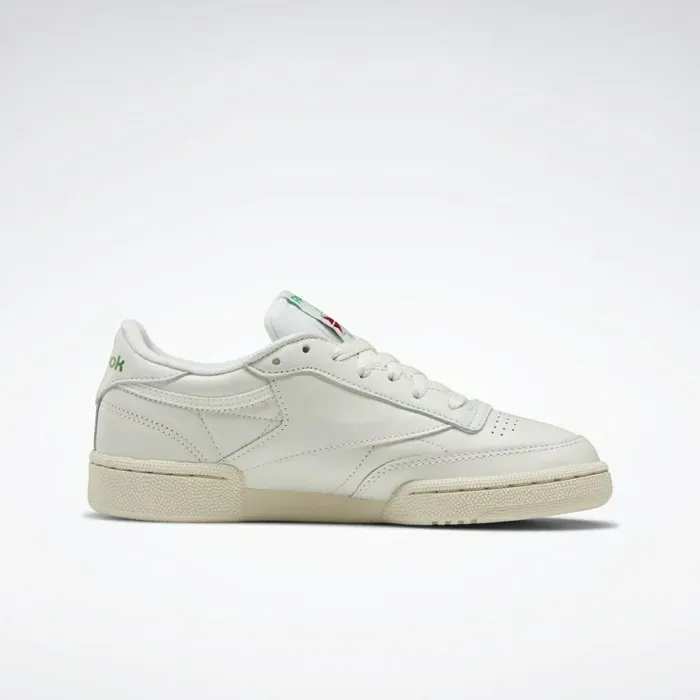 Classics Shoes Womens Reebok Club C 85 Model Vintage Shoes Chalk Glen Green Paper White Excellent Red