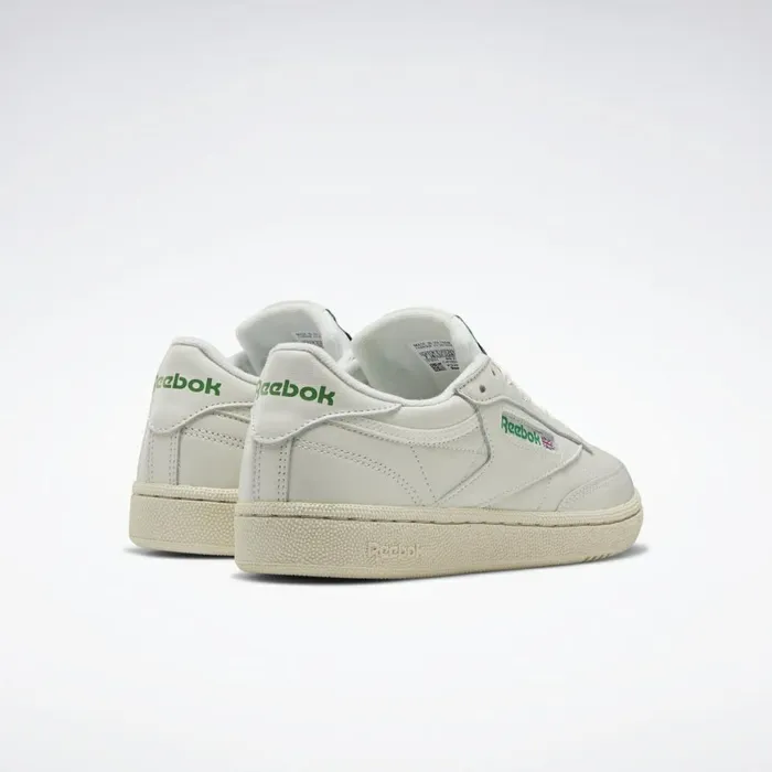 Classics Shoes Womens Reebok Club C 85 Model Vintage Shoes Chalk Glen Green Paper White Excellent Red