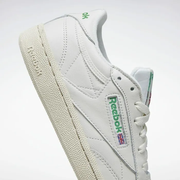 Classics Shoes Womens Reebok Club C 85 Model Vintage Shoes Chalk Glen Green Paper White Excellent Red