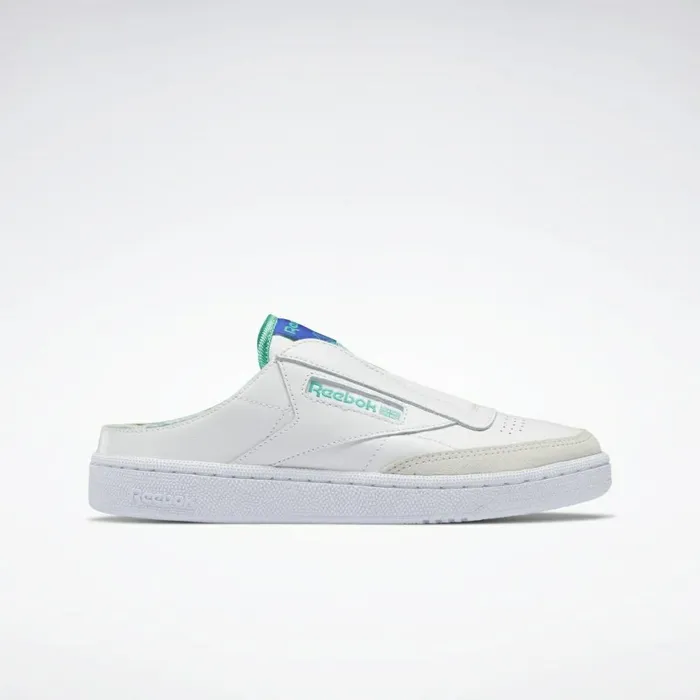 Classics Shoes Womens Reebok Club C Laceless Mule Shoes Ftwr White Bright Cobalt Future Teal