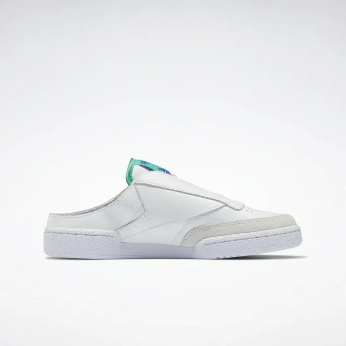 Classics Shoes Womens Reebok Club C Laceless Mule Shoes Ftwr White Bright Cobalt Future Teal