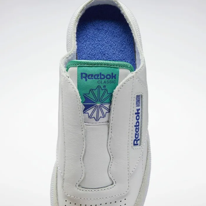 Classics Shoes Womens Reebok Club C Laceless Mule Shoes Ftwr White Bright Cobalt Future Teal