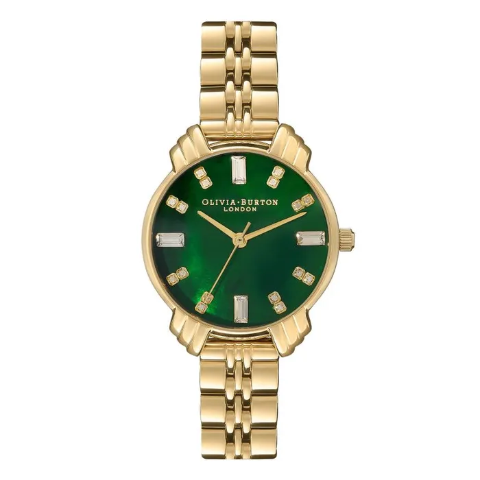 Color Dial Watches Women Olivia Burton 30mm Emerald and Gold Bracelet Watch