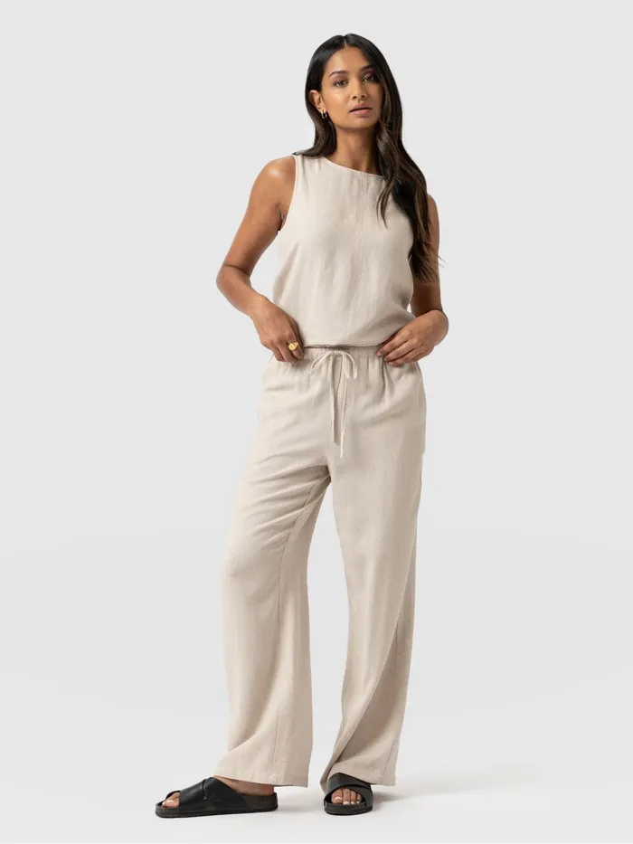 Corinne Linen Pant 8211 Oatmeal Oatmeal Women Saint And Sofia Pants