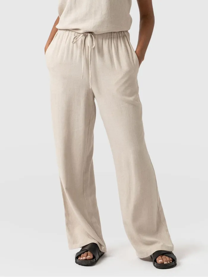Corinne Linen Pant 8211 Oatmeal Oatmeal Women Saint And Sofia Pants