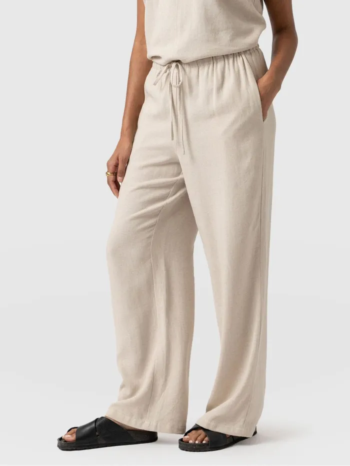 Corinne Linen Pant 8211 Oatmeal Oatmeal Women Saint And Sofia Pants
